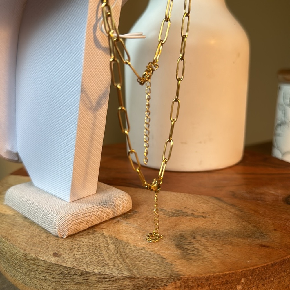 Lock & Heart Key Charms on Gold Paper Clip Necklaces - New - Picture 5 of 5